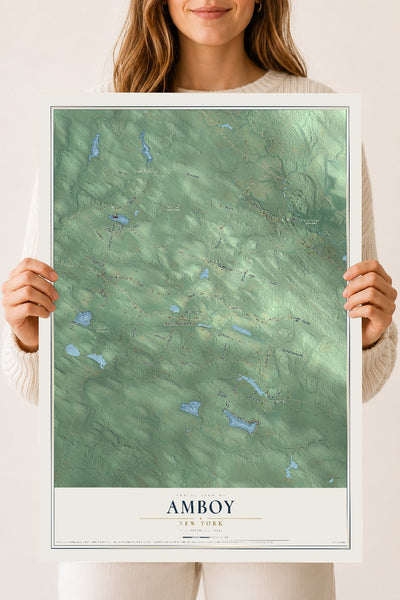 Amboy, New York map print, 18" x 24" Archival Matte Print mockup