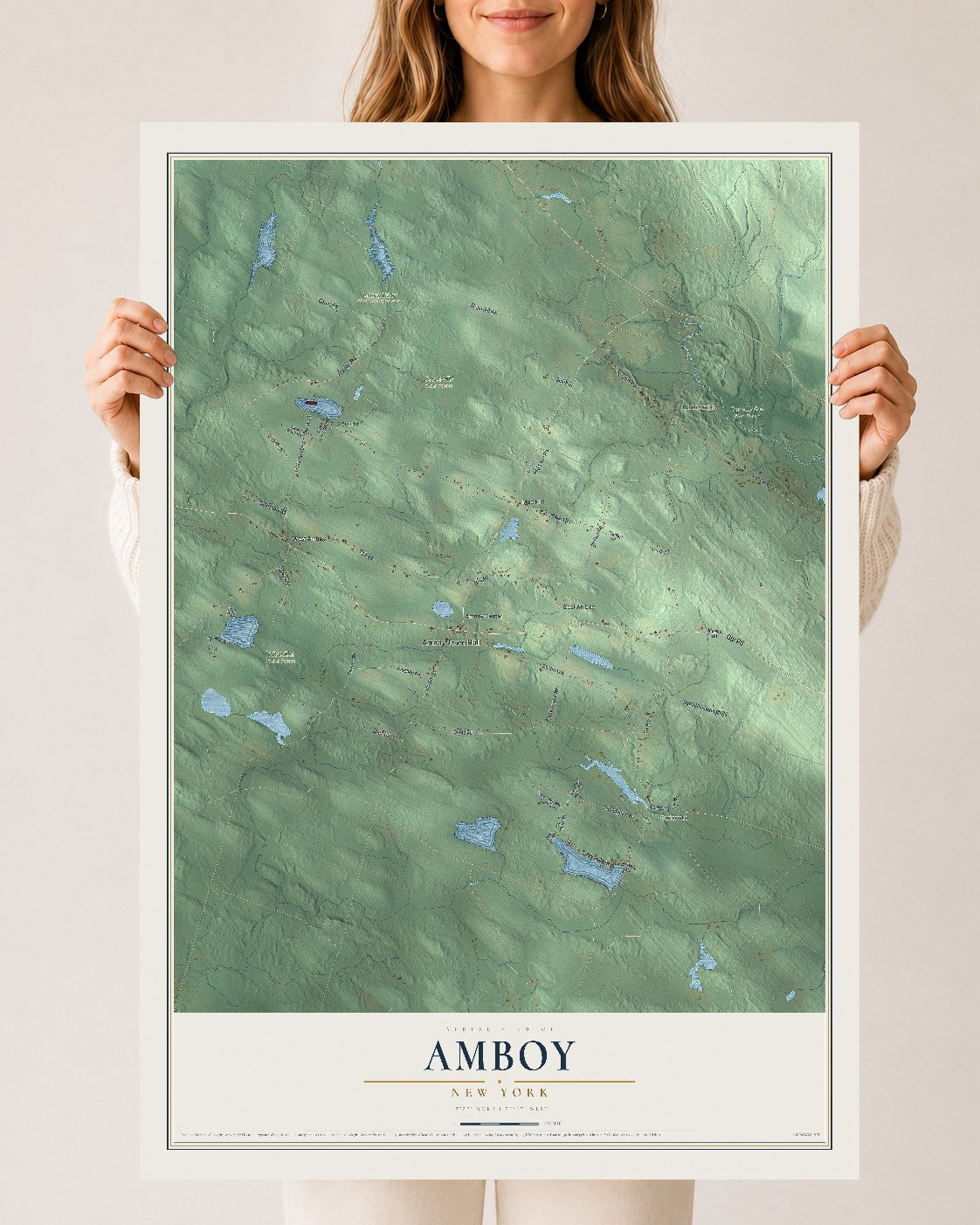 Amboy, New York map print, 24" x 36" Archival Matte Print mockup