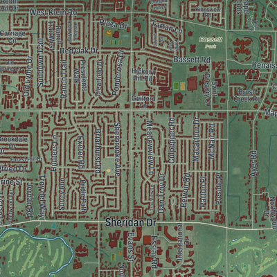 Close-up 1 of the Amherst, New York map artwork