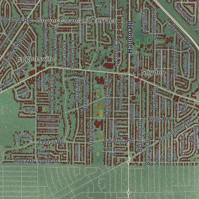 Close-up 2 of the Amherst, New York map artwork