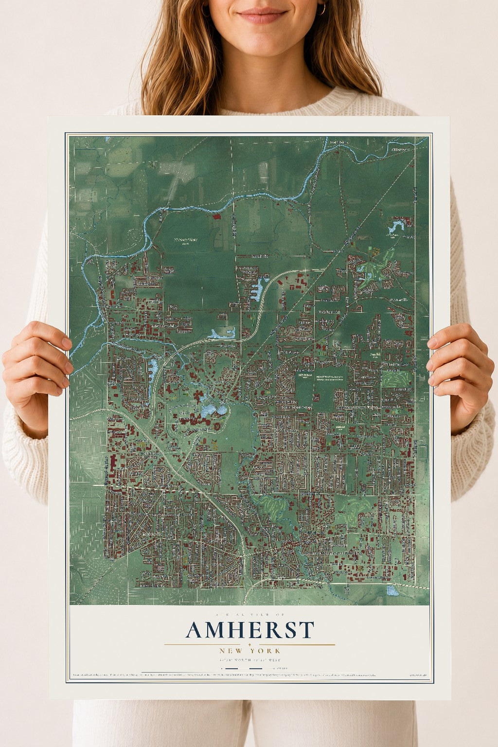 Amherst, New York map print, 18" x 24" Archival Matte Print mockup