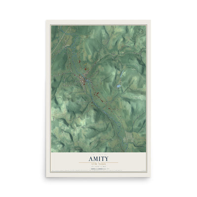 Amity, New York map print, 12" x 18" Archival Matte Print mockup