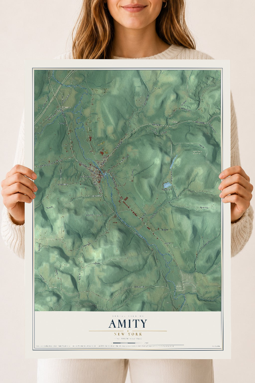 Amity, New York map print, 18" x 24" Archival Matte Print mockup