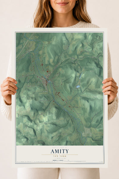 Amity, New York map print, 18" x 24" Archival Matte Print mockup