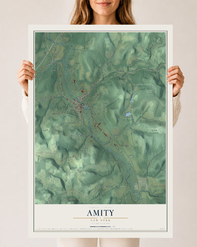Amity, New York map print, 24" x 36" Archival Matte Print mockup