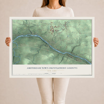 Amsterdam Town (Montgomery County), New York map print, 24" x 36" Archival Matte Print mockup
