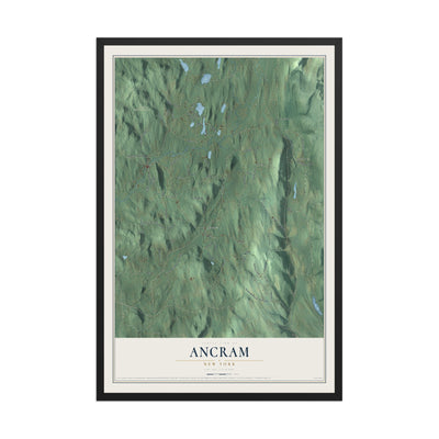 Ancram, New York map print, 12" x 18" W/ Black Ayous Wood Frame mockup