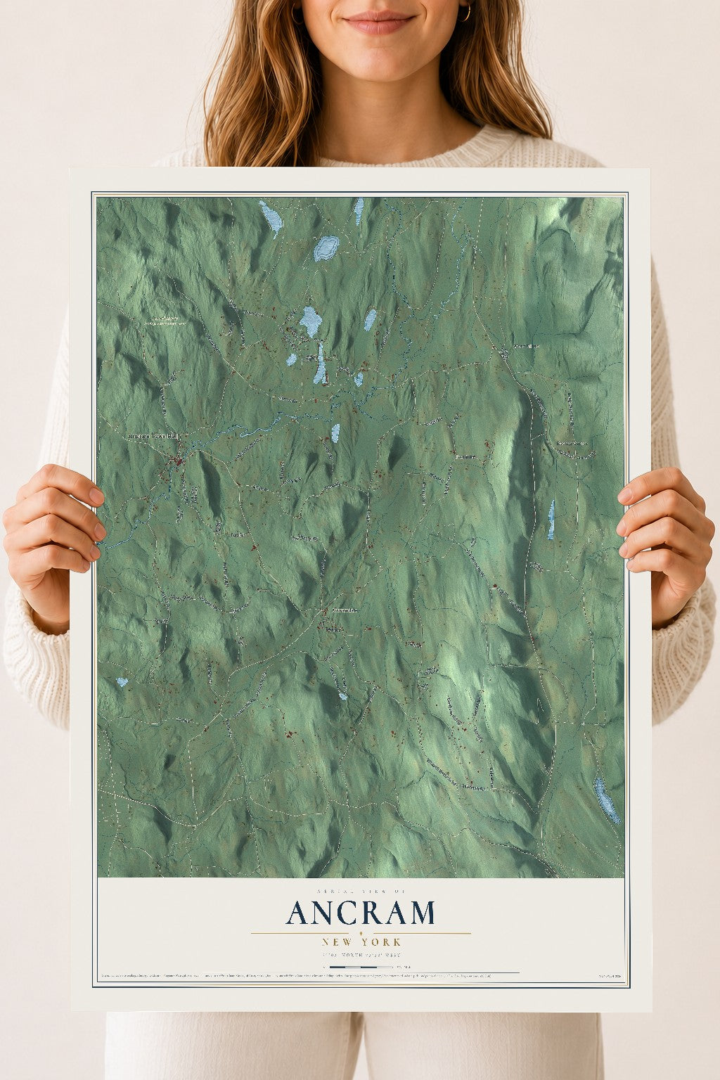 Ancram, New York map print, 18" x 24" Archival Matte Print mockup