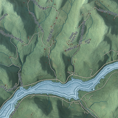 Close-up 2 of the Andes, New York map artwork