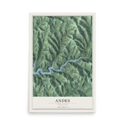 Andes, New York map print, 12" x 18" Archival Matte Print mockup