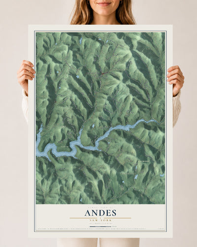 Andes, New York map print, 24" x 36" Archival Matte Print mockup