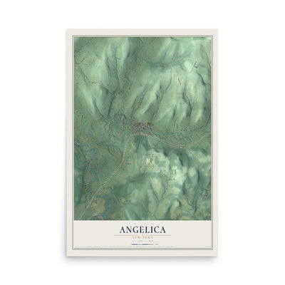 Angelica, New York map print, 12" x 18" Archival Matte Print mockup