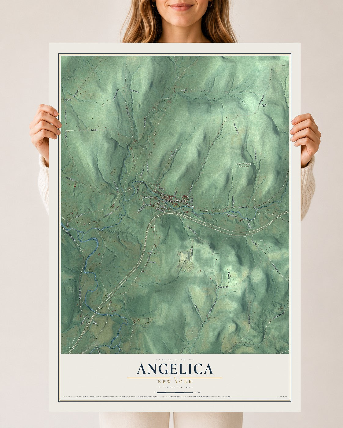 Angelica, New York map print, 24" x 36" Archival Matte Print mockup