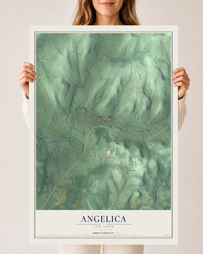 Angelica, New York map print, 24" x 36" Archival Matte Print mockup