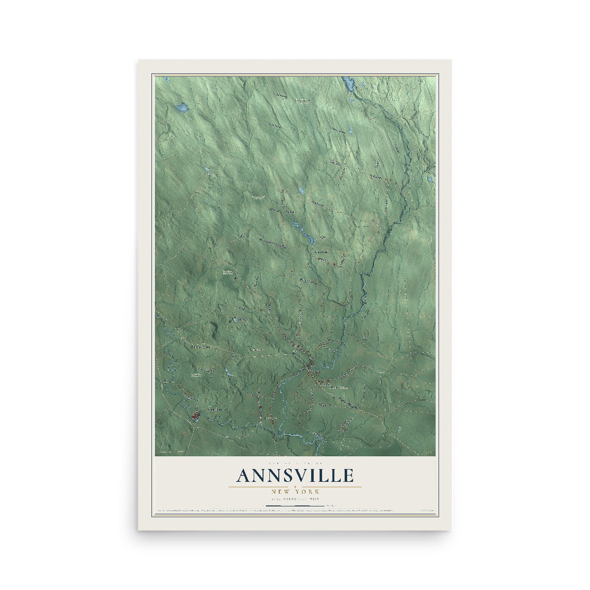 Annsville, New York map print, 12" x 18" Archival Matte Print mockup
