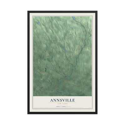 Annsville, New York map print, 12" x 18" W/ Black Ayous Wood Frame mockup
