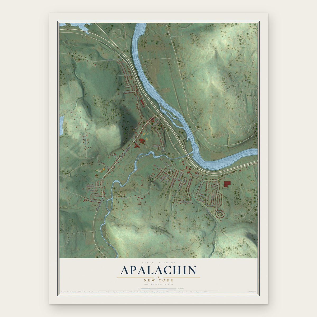 Apalachin, New York map print, the full design