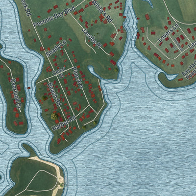 Close-up of the map of Aquebogue, New York print showing street and building detail