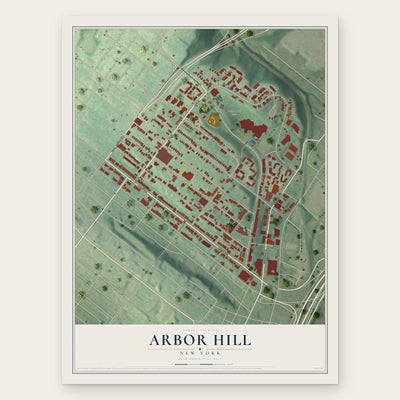 Arbor Hill, New York map print, the full design