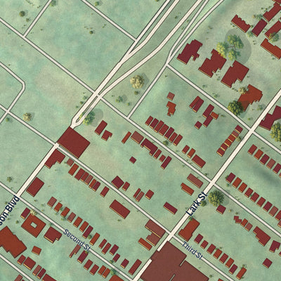 Close-up of the map of Arbor Hill, New York print showing street and building detail
