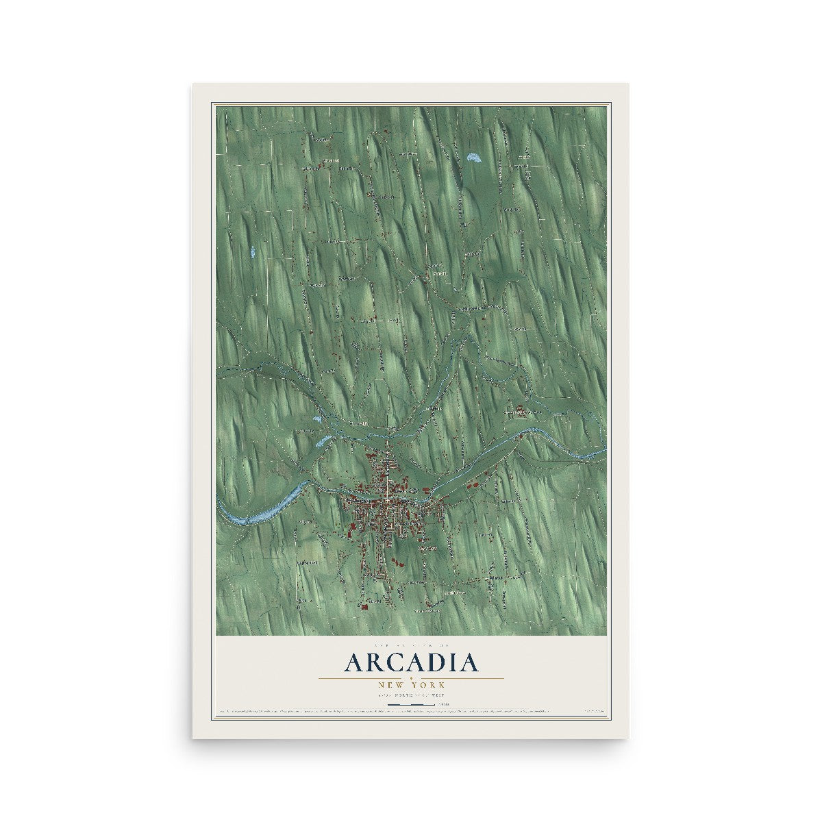 Arcadia, New York map print, 12" x 18" Archival Matte Print mockup