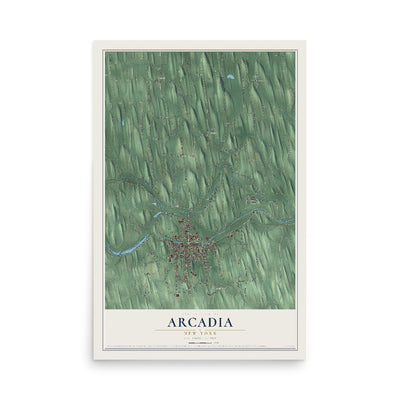 Arcadia, New York map print, 12" x 18" Archival Matte Print mockup