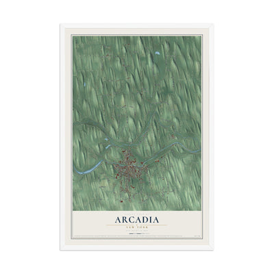 Arcadia, New York map print, 12" x 18" W/ White Ayous Wood Frame mockup