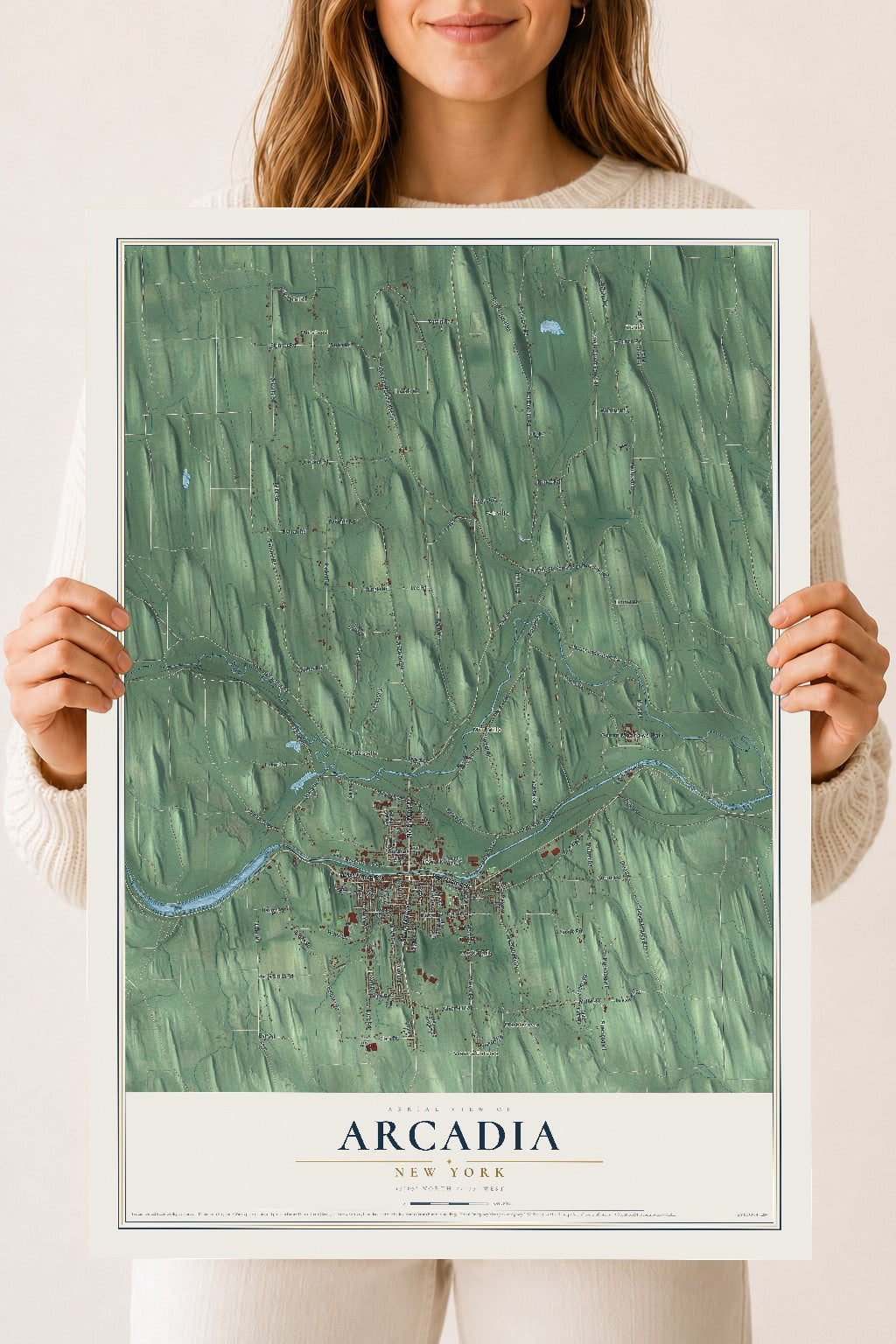 Arcadia, New York map print, 18" x 24" Archival Matte Print mockup