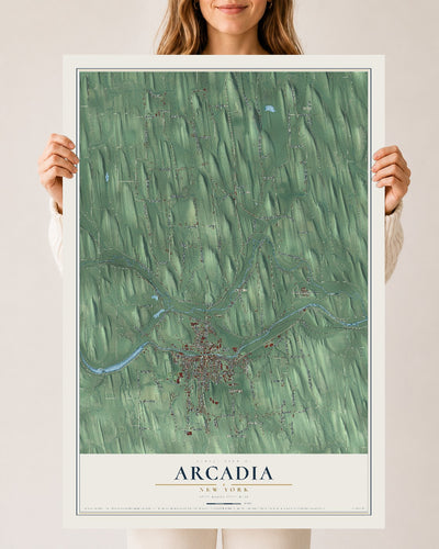 Arcadia, New York map print, 24" x 36" Archival Matte Print mockup