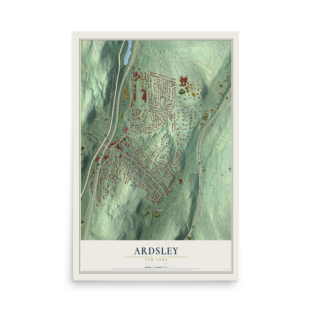 Ardsley, New York map print, 12" x 18" Archival Matte Print mockup