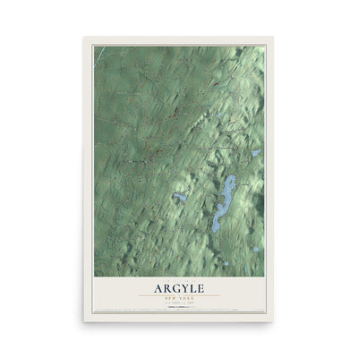 Argyle, New York map print, 12" x 18" Archival Matte Print mockup