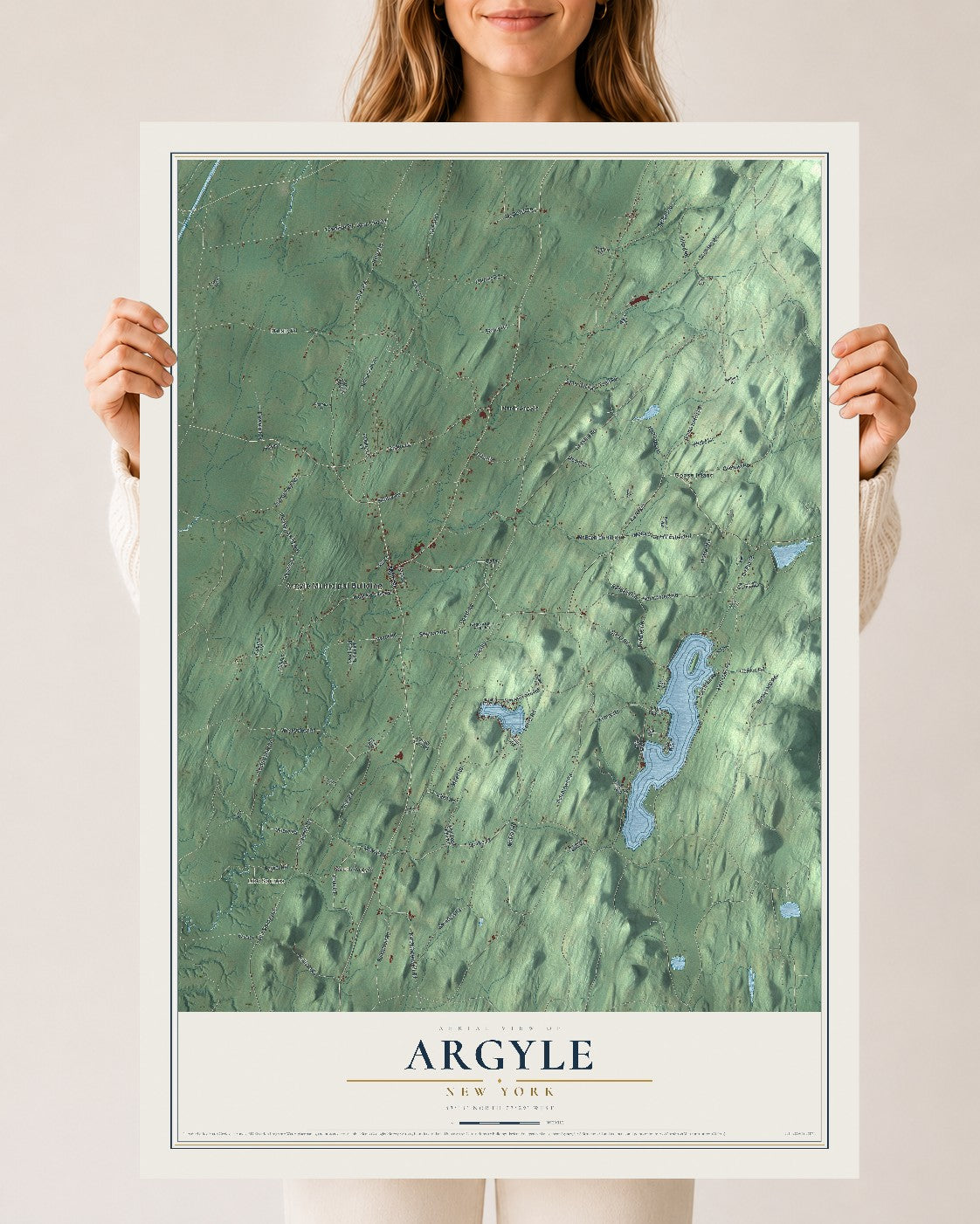 Argyle, New York map print, 24" x 36" Archival Matte Print mockup
