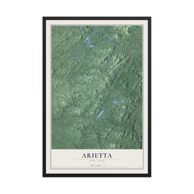 Arietta, New York map print, 12" x 18" W/ Black Ayous Wood Frame mockup