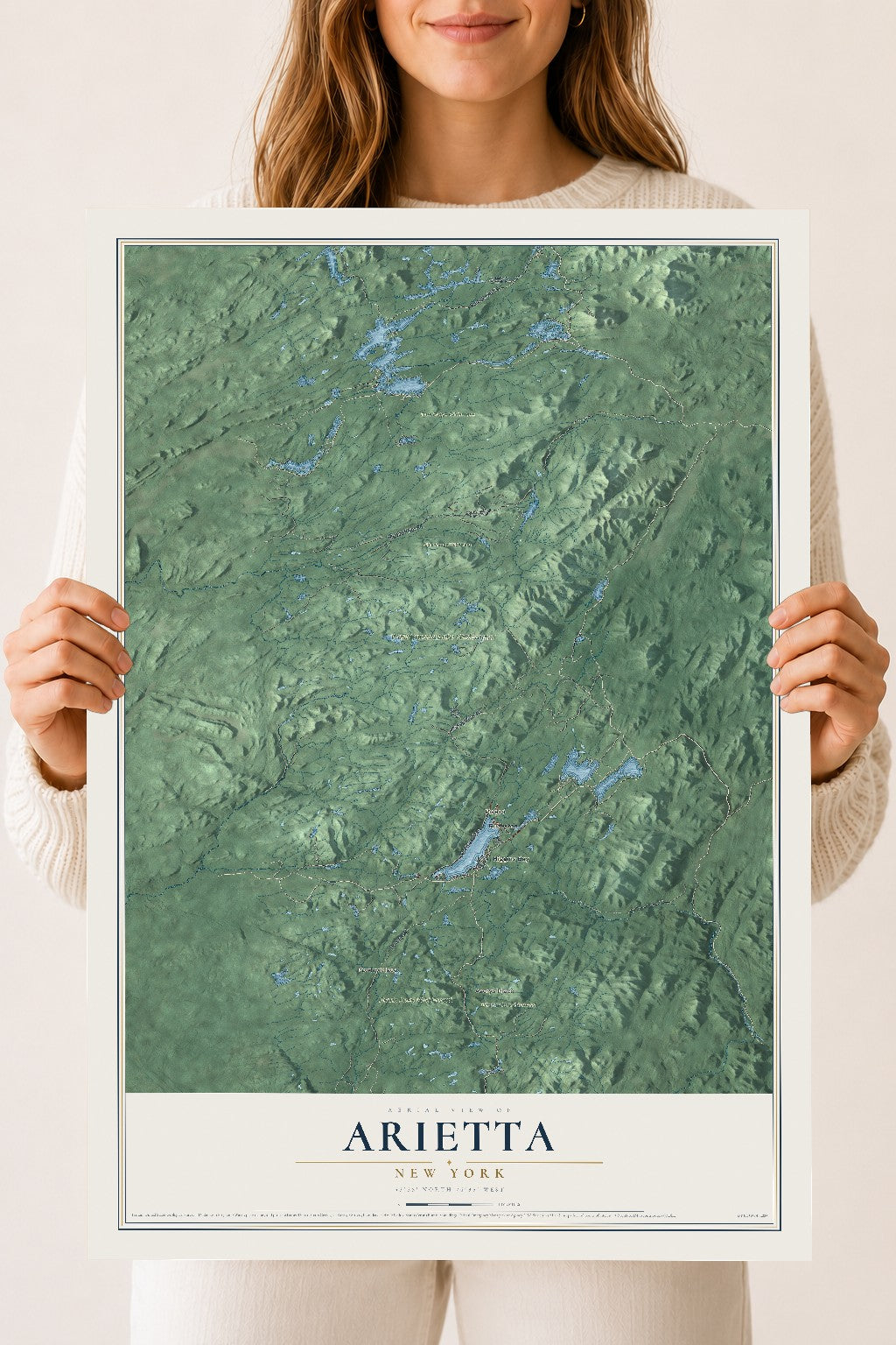 Arietta, New York map print, 18" x 24" Archival Matte Print mockup