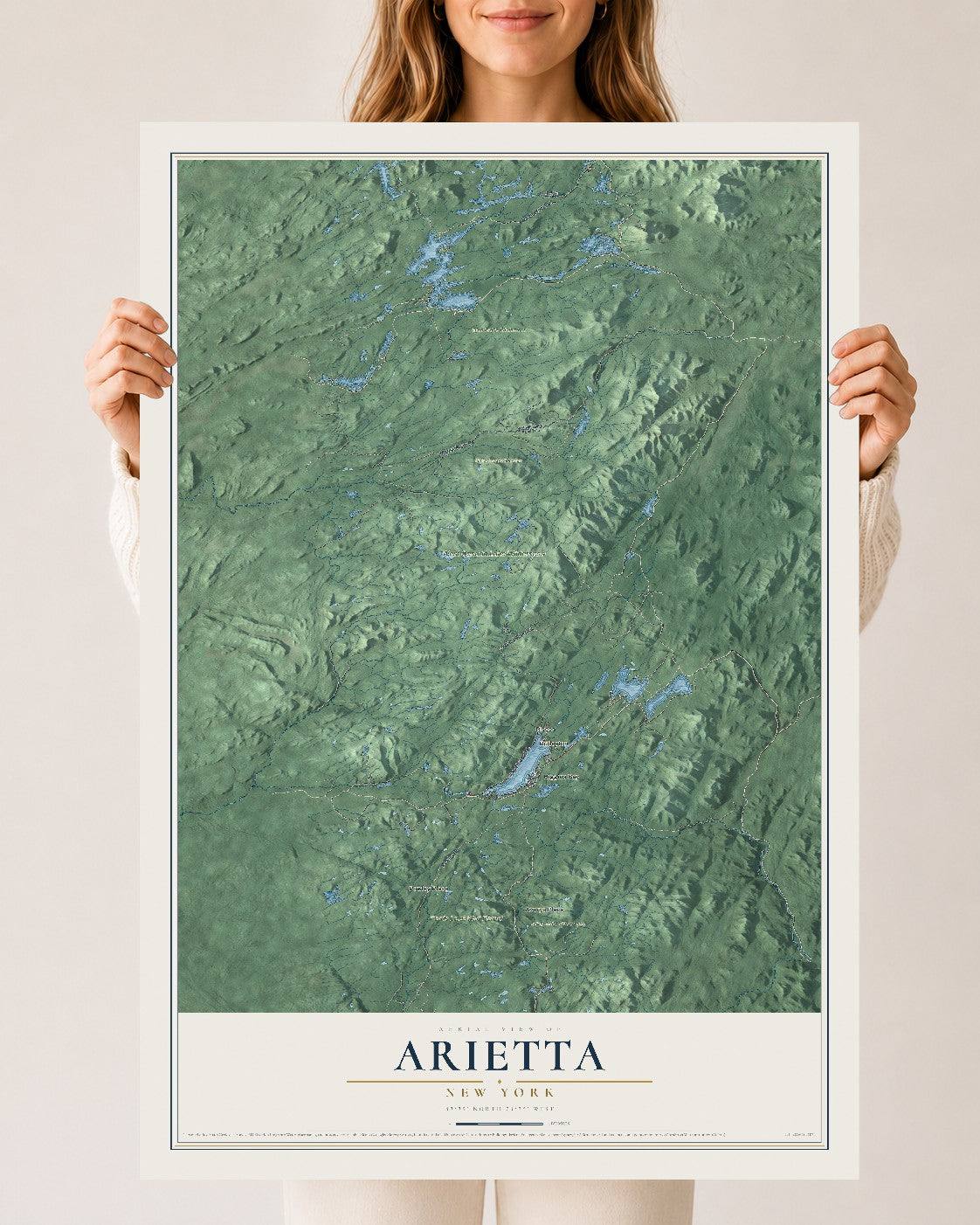 Arietta, New York map print, 24" x 36" Archival Matte Print mockup