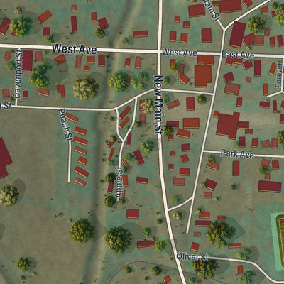 Close-up of the map of Arkport, New York print showing street and building detail
