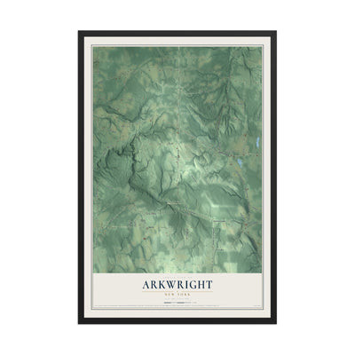 Arkwright, New York map print, 12" x 18" W/ Black Ayous Wood Frame mockup