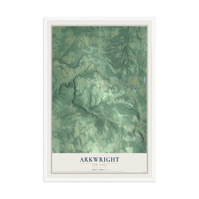 Arkwright, New York map print, 12" x 18" W/ White Ayous Wood Frame mockup