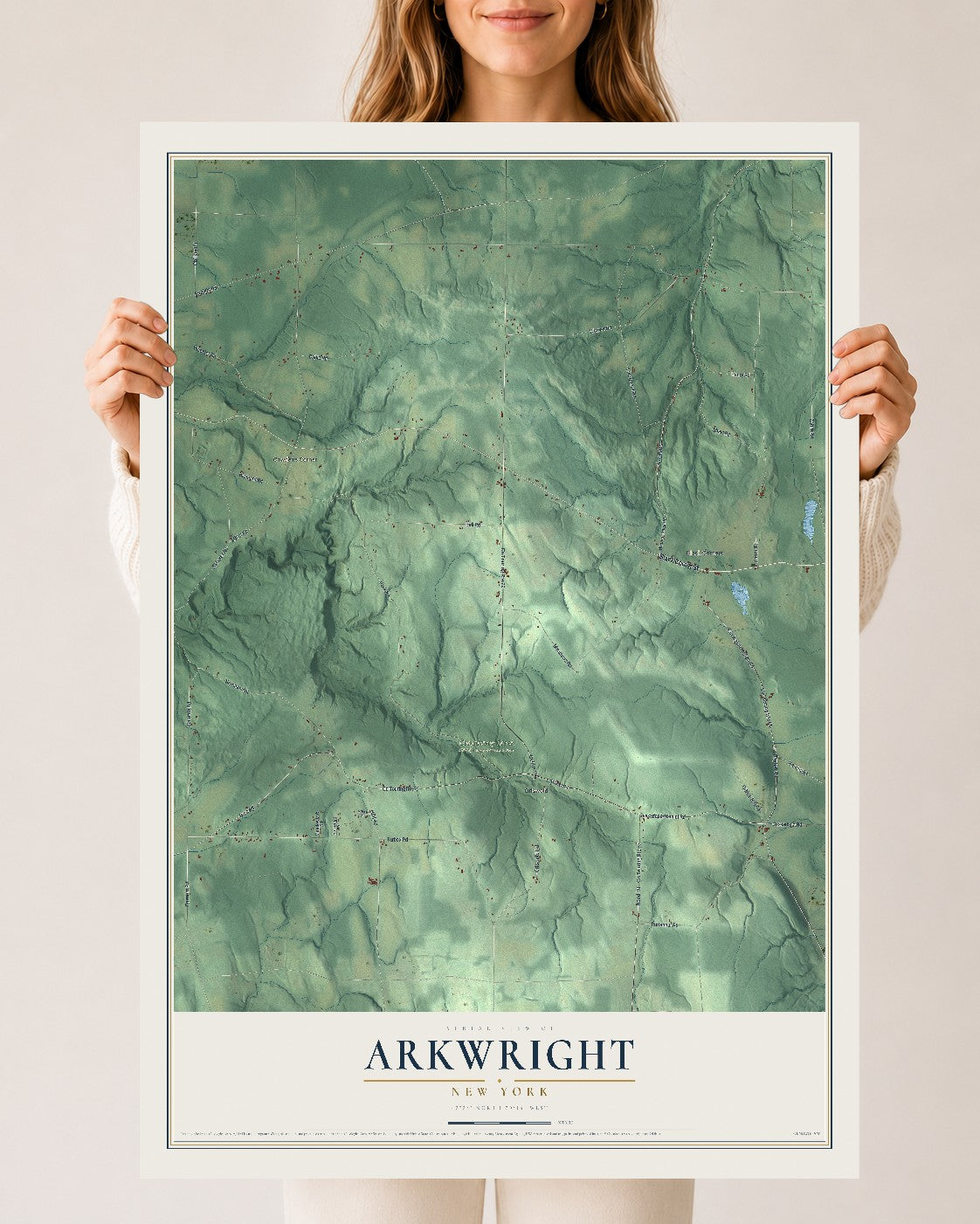 Arkwright, New York map print, 24" x 36" Archival Matte Print mockup