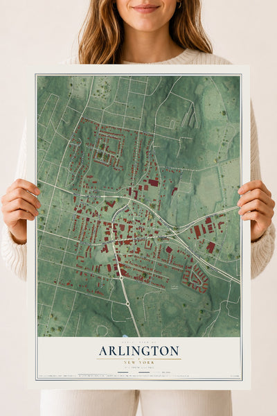 Arlington, New York map print, 18" x 24" Archival Matte Print mockup