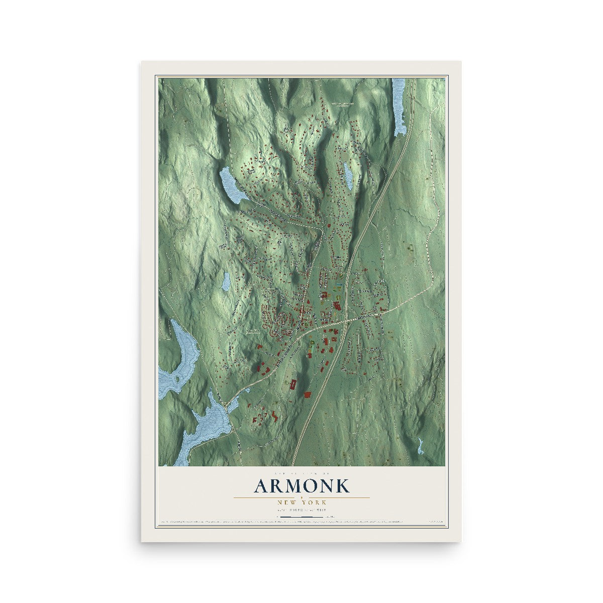 Map of Armonk, New York, 12 x 18 inch unframed archival matte print