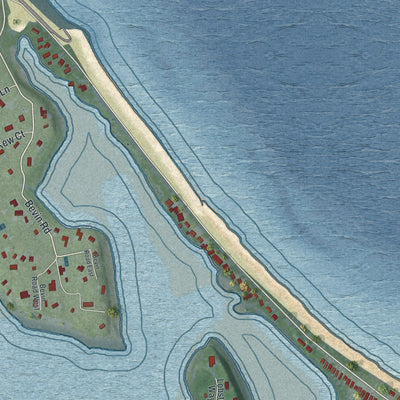 Close-up of the map of Asharoken, New York print showing street and building detail