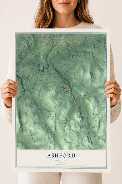Ashford, New York map print, 18" x 24" Archival Matte Print mockup