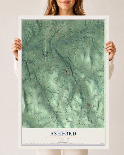 Ashford, New York map print, 24" x 36" Archival Matte Print mockup
