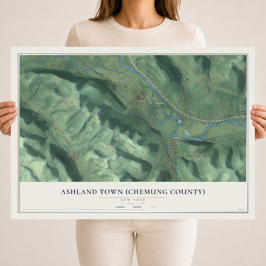 Ashland Town (Chemung County), New York map print, 18" x 24" Archival Matte Print mockup