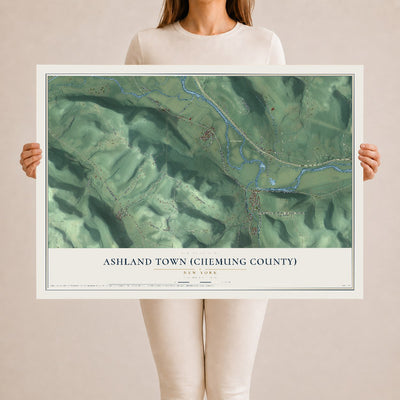 Ashland Town (Chemung County), New York map print, 24" x 36" Archival Matte Print mockup