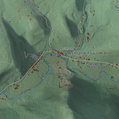 Close-up of the map of Ashland, Greene County, New York print showing street and building detail