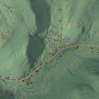 Close-up 2 of the Ashland Town (Greene County), New York map artwork