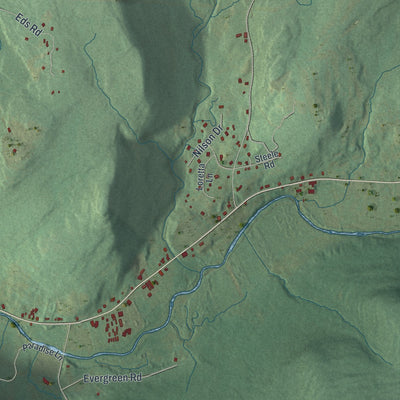 Second close-up of the map of Ashland, Greene County, New York print showing more streets and buildings
