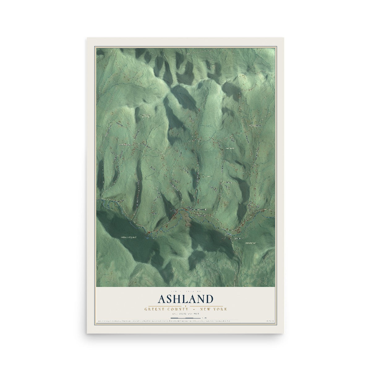 Map of Ashland, Greene County, New York, 12 x 18 inch unframed archival matte print